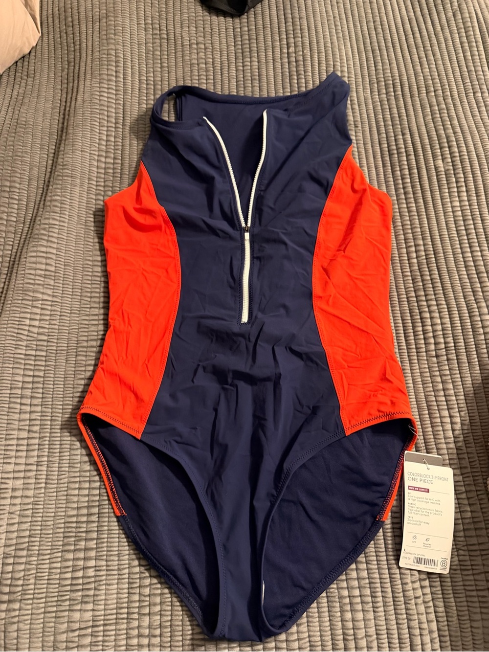 Athleta Colorblock Navy and Red One-Piece Swimsuit
